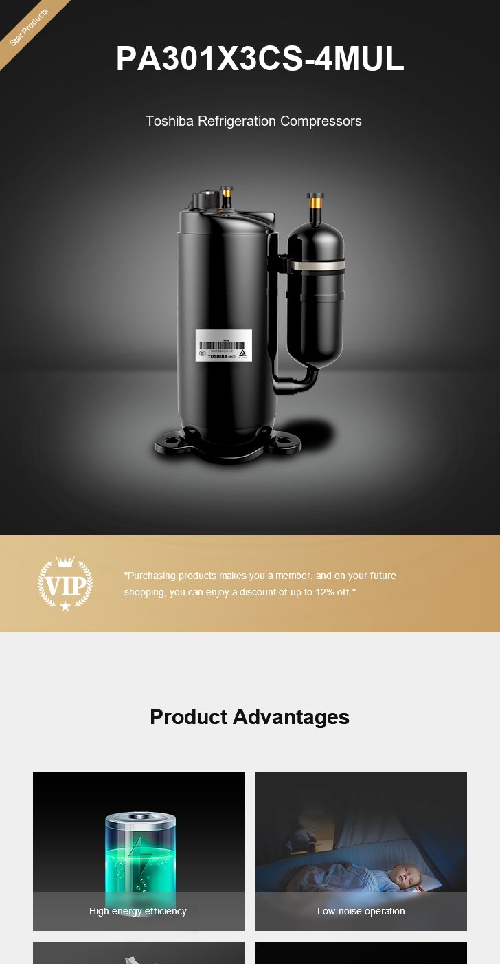 Toshiba Compressor PA301X3CS-4MUL, technical parameters pdf, structure diagram